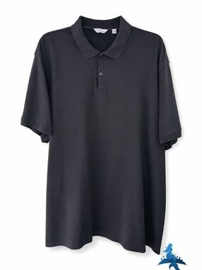 1302 Calvin Klein Polo Shirt Short Sleeve Metal CK Logo – XL – Black